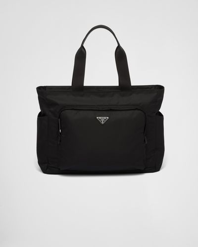 Prada Saffiano Leather And Re-Nylon Tote Bag - Black