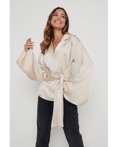 Satin Wrap Tops for Women - Up to 70% off | Lyst