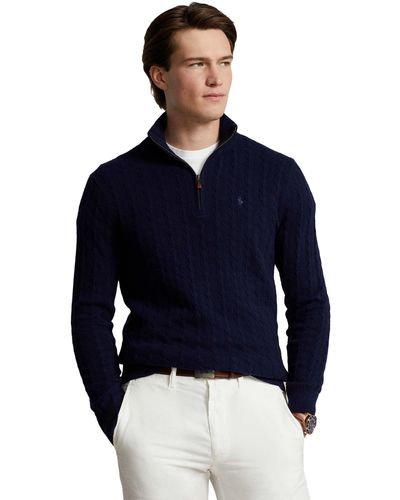 Polo Ralph Lauren Pull en laine et coton - Bleu