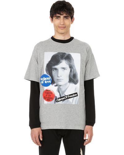 Raf Simons T-shirt en coton à imprimé portrait - Gris