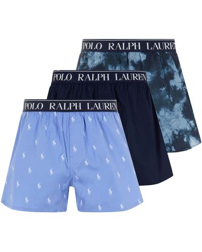 Polo Ralph Lauren Lot de trois caleçons à motifs en coton - Bleu