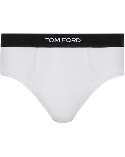 Tom Ford Slip brief uni en coton - Blanc
