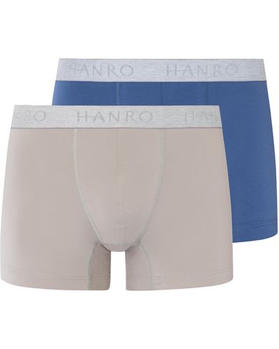 Hanro Lot de 2 boxers en coton - Bleu