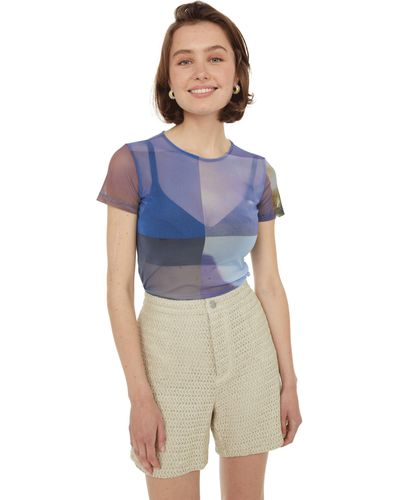 Serapis T-shirt Purple Grid à imprimé en mesh - Bleu