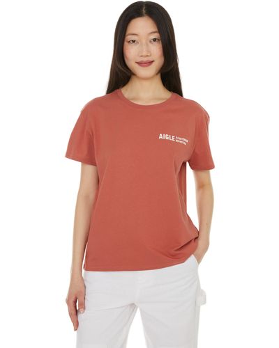 Aigle T-shirt uni en coton - Rouge
