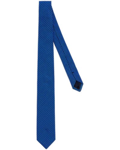 AU PRINTEMPS PARIS Cravate à pois en soie - Bleu