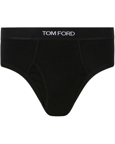 Tom Ford Slip brief uni en coton - Noir
