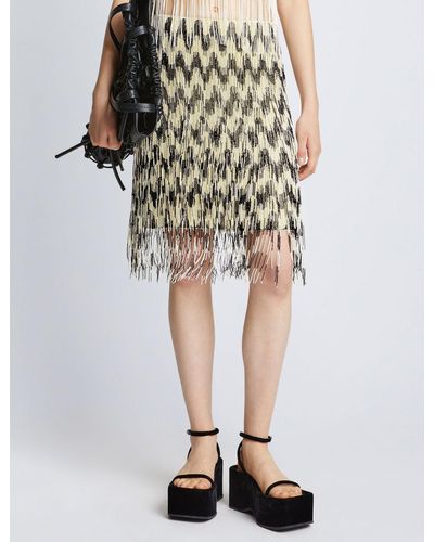 Proenza Schouler Graphic Beaded Fringe Embroidered Skirt - Multicolor