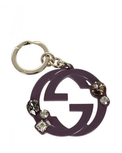 Gucci Violet GG Plexiglass Crystals Key Ring - Purple