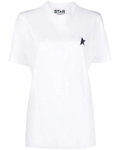 Golden Goose Star Collection T-shirt In White With Contrasting Black Star On The Front