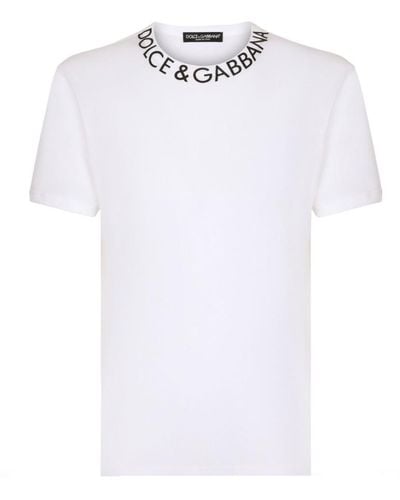 Dolce & Gabbana White Viscose Round Neck Short Sleeves Top