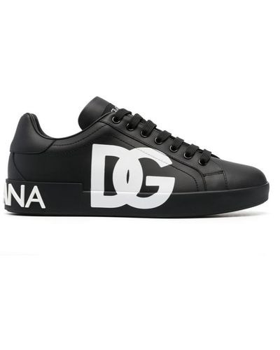 Dolce & Gabbana Portofino Logo Sneakers - Black