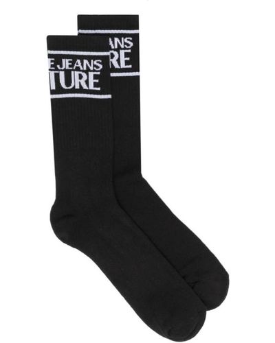 Versace Jeans Couture Logo-embellished Socks - Black