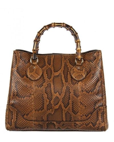 Gucci Brown Snakeskin Tote Bag
