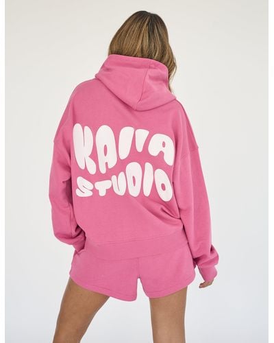 Public Desire Kaiia Studio Bubble Logo Oversized Hoodie Pink