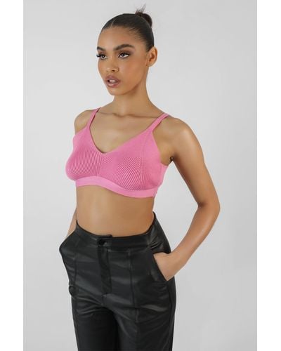 Public Desire Triangle Knitted Bralet Pink
