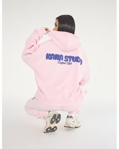 Public Desire Kaiia Studio Bubble Logo Oversized Hoodie Baby Pink & Blue