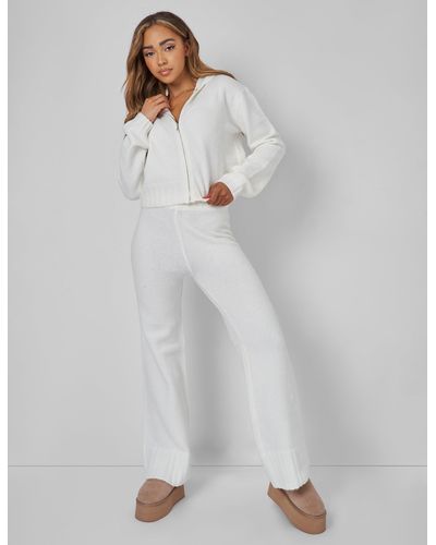Public Desire Kaiia Knitted Flared Trousers - White