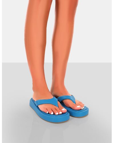 Public Desire Surfs Up Blue Flatform Flip Flop Thong Sandals