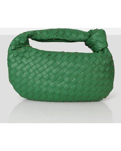 Public Desire The Blame Green Woven Pu Knot Detail Mini Grab Bag