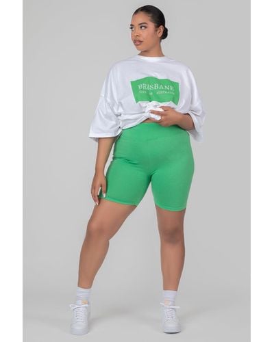 Public Desire Curve High Waisted Jersey Cycling Shorts Green