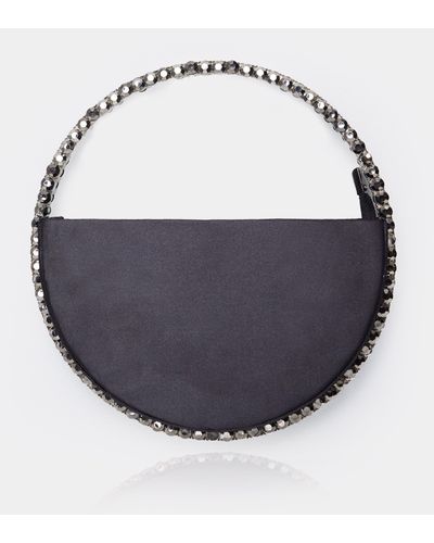 Public Desire The Alessia Black Satin Circle Diamante Mini Handbag - Blue