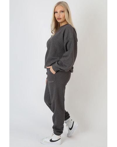 Public Desire Kaiia Embroidered Joggers Washed Charcoal - Grey