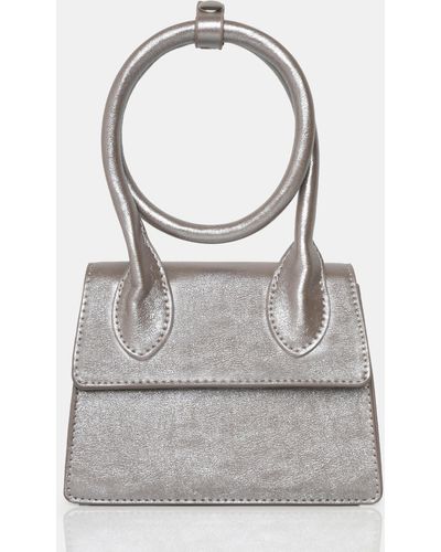 Public Desire The Milan Metallic Silver Pu Crossbody Mini Bag - Gray