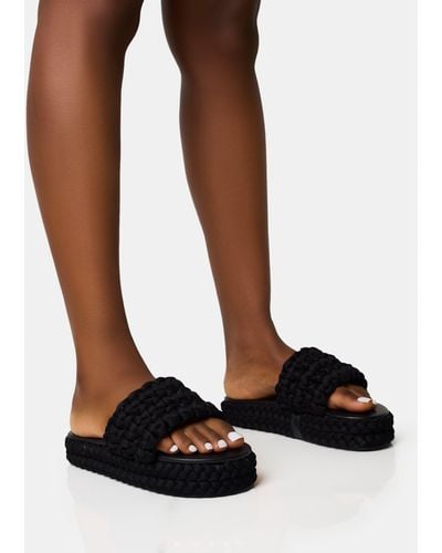 Public Desire Hattie Black Woven Platform Sandals