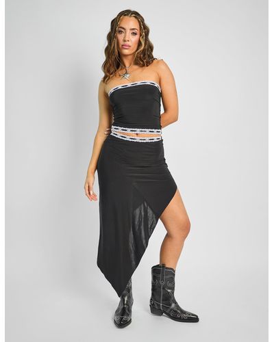 Public Desire Lace Trim Midi Skirt Co-ord Black - Blue
