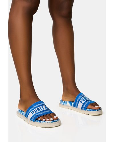 Public Desire Jet Set Blue Positano Embroidered Sandals