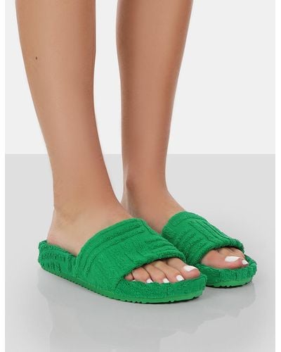 Public Desire Juice Green Terry Towling Sliders