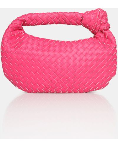 Public Desire Blame Pink Weave Knot Detail Handbag
