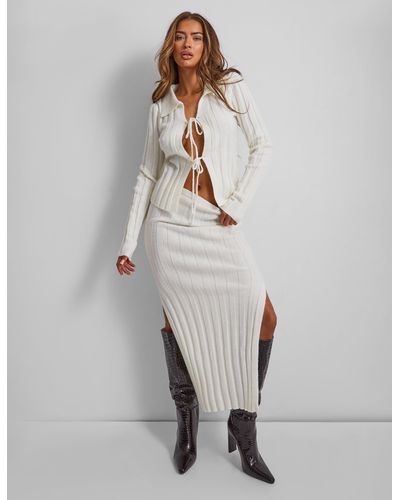 Public Desire Kaiia Knitted Maxi Skirt - White