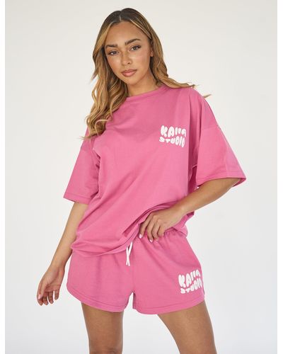 Public Desire Kaiia Studio Bubble Logo Oversized T-shirt Pink