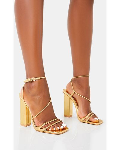 Small gold store block heels