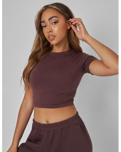 Public Desire Fitted T-shirt Brown - Purple