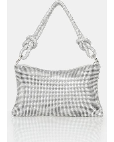 Public Desire The Lillia Silver Diamante Bag - Grey