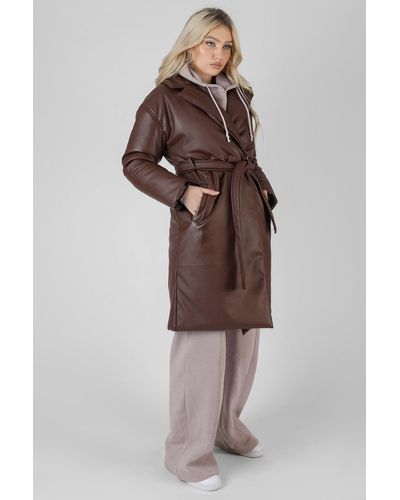 Public Desire Padded Pu Trench Chocolate - Brown