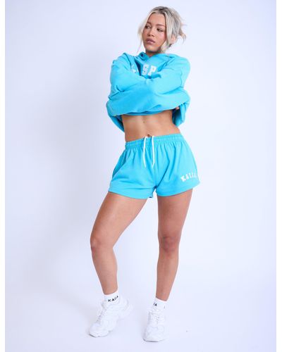 Public Desire Kaiia Logo Mini Sweat Shorts Turquoise - Blue