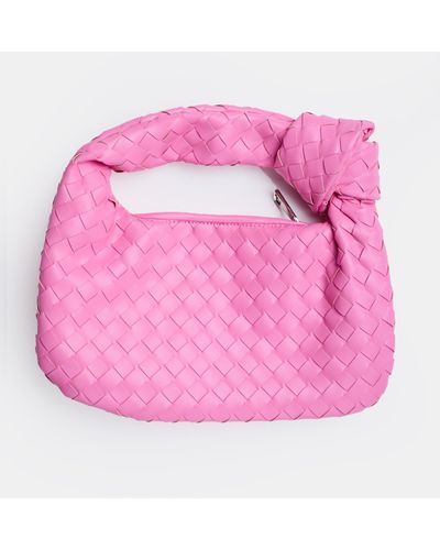 Public Desire The Blame Baby Pink Woven Pu Knot Detail Mini Pu Bag