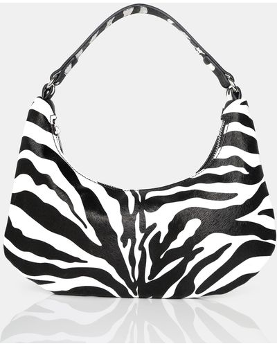 Public Desire The Shiloh Zebra Monochrome Pu Shoulder Bag - Metallic