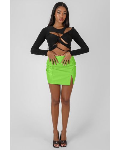 Public Desire Pu Mini Skirt Green