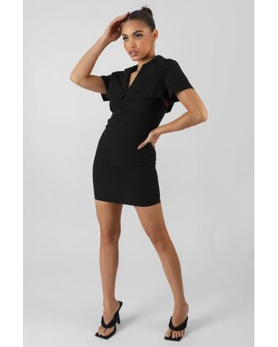 Public Desire Cropped Layer Blazer Mini Dress Black