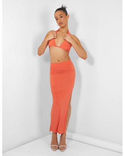 Public Desire Slinky Midaxi Skirt Orange