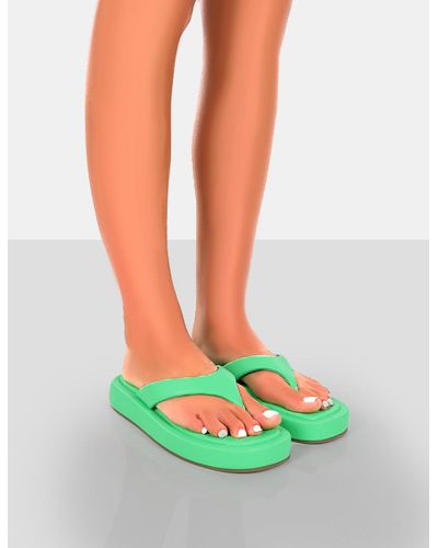Public Desire Surfs Up Green Flatform Flip Flop Thong Sandals