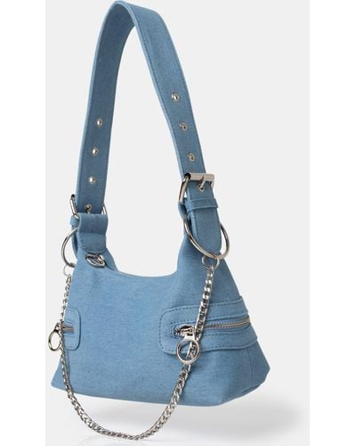 Public Desire The Chain Blue Denim Shoulder Mini Bag