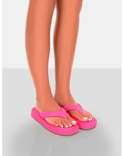 Public Desire Surfs Up Pink Flatform Flip Flop Thong Sandals