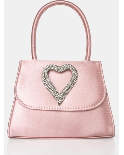 Public Desire The Heart Baby Pink Satin Mini Bag