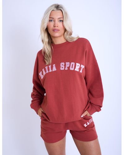 Public Desire Kaiia Sport Oversized Sweatshirt Rust & Pink - Red